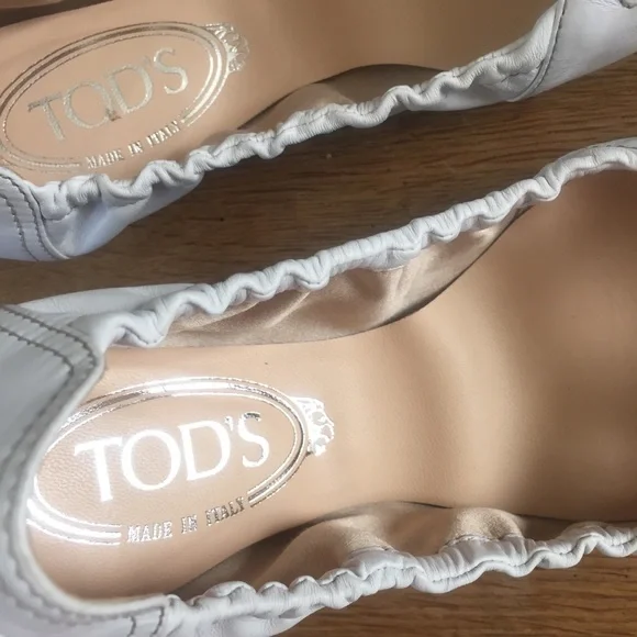 Tod’s White Ballet Square Toe Ballet Leather Flat - Picture 7 of 10